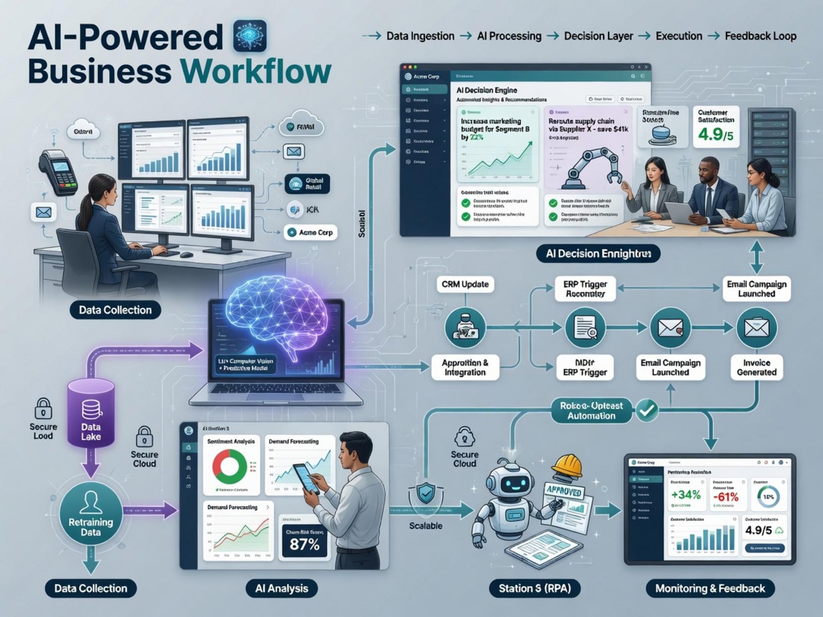 Streamlining Enterprise Success: Implementing AI Workflows in Business